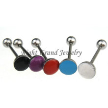 6mm Epoxy Top Stainless Steel Tongue Rings